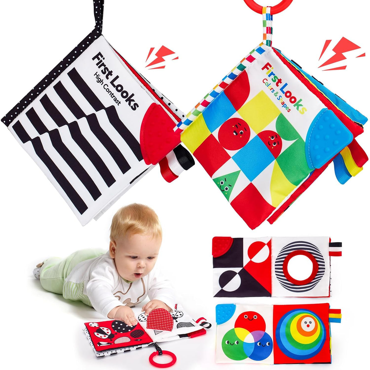hahaland Baby Books 0-6 Months, Infant Tummy Time Toy High Contrast Sensory Baby Toys 6 to 12 Months Touch Feel Book Baby Gifts for Boy Girl 0-3 Months Easter Basket Stuffers