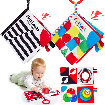 hahaland Baby Books 0-6 Months, Infant Tummy Time Toy High Contrast Sensory Baby Toys 6 to 12 Months Touch Feel Book Baby Gifts for Boy Girl 0-3 Months Easter Basket Stuffers