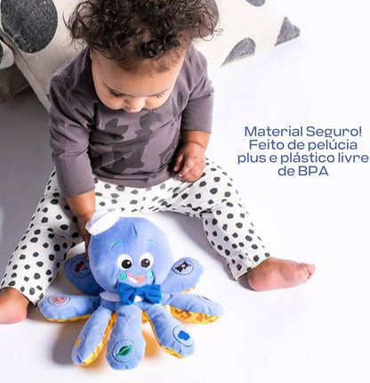 Little Genius Octoplush Musical Huggable Stuffed Animal Plush Toy, Learn Colors in 3 Languages, Blue, 11" Age 3 Month and up,