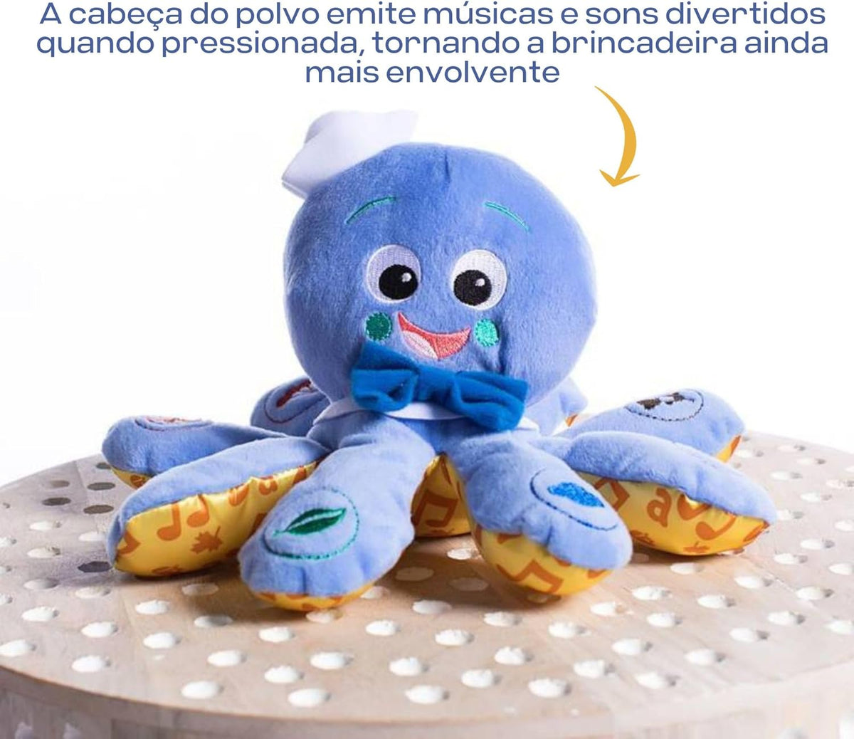 Little Genius Octoplush Musical Huggable Stuffed Animal Plush Toy, Learn Colors in 3 Languages, Blue, 11" Age 3 Month and up,