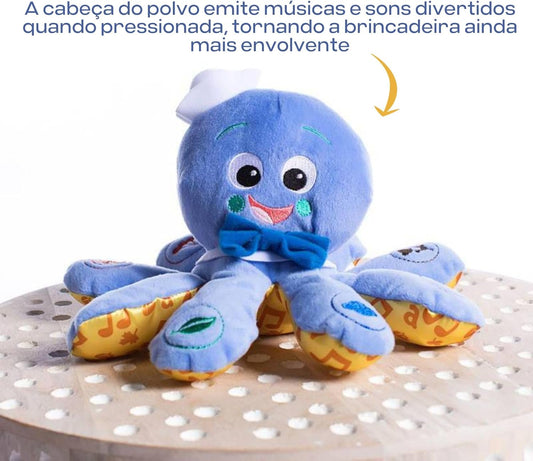 Little Genius Octoplush Musical Huggable Stuffed Animal Plush Toy, Learn Colors in 3 Languages, Blue, 11" Age 3 Month and up,