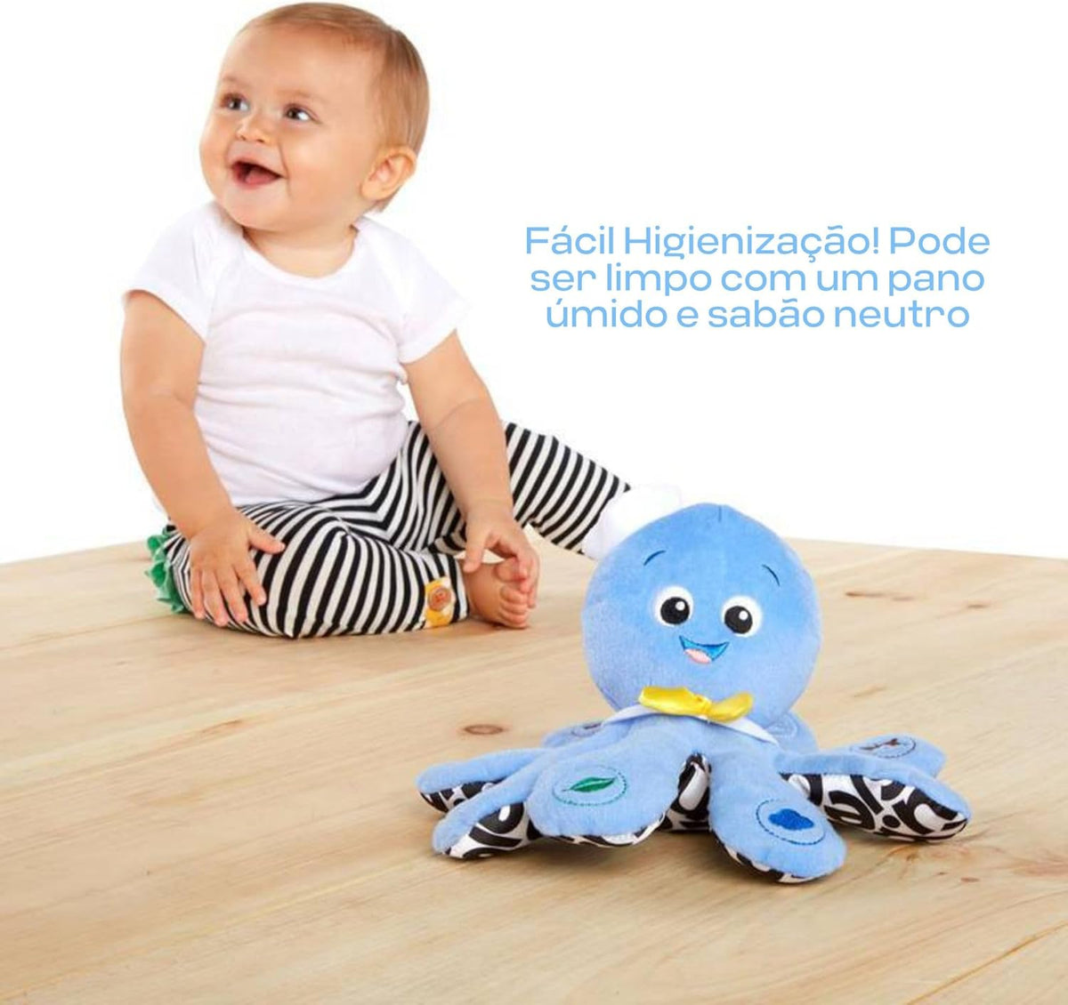 Little Genius Octoplush Musical Huggable Stuffed Animal Plush Toy, Learn Colors in 3 Languages, Blue, 11" Age 3 Month and up,