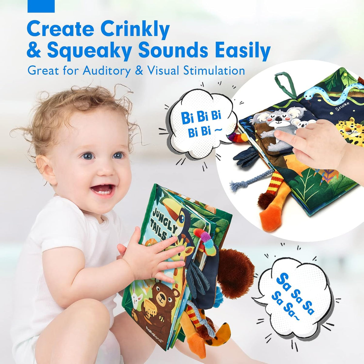 hahaland Baby Books 0-6 Months, Infant Tummy Time Toy High Contrast Sensory Baby Toys 6 to 12 Months Touch Feel Book Baby Gifts for Boy Girl 0-3 Months Easter Basket Stuffers