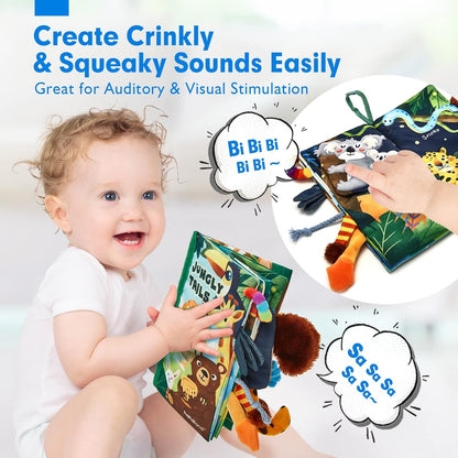 hahaland Baby Books 0-6 Months, Infant Tummy Time Toy High Contrast Sensory Baby Toys 6 to 12 Months Touch Feel Book Baby Gifts for Boy Girl 0-3 Months Easter Basket Stuffers