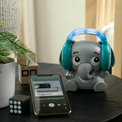 Little Genius Earl the Elephant Baby Sound Machine and Music Player, Included Music and Sounds, White Noise, Bluetooth, Stream Music, Multi-Color Night Light, Use Day and Night, Infant to Toddler
