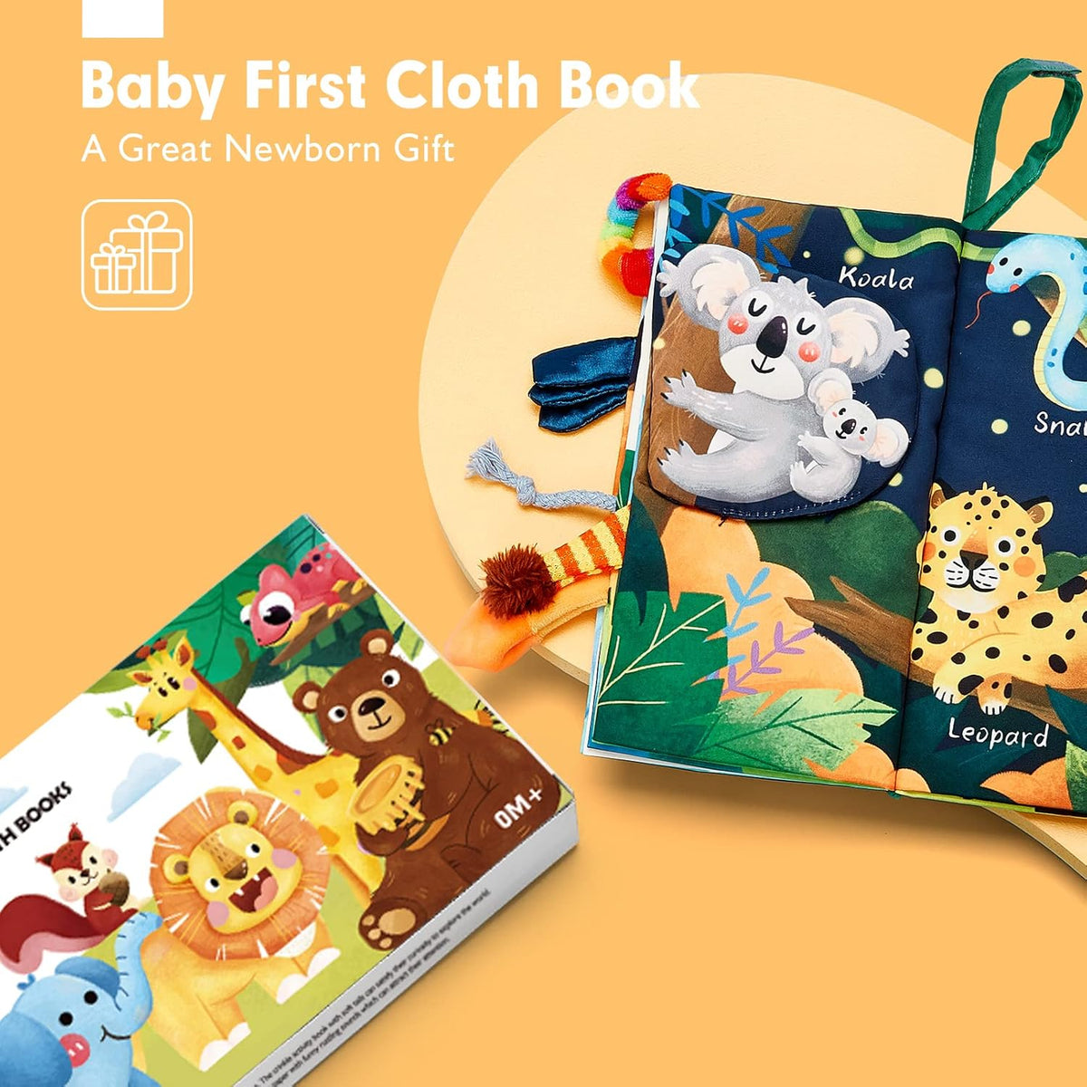 hahaland Baby Books 0-6 Months, Infant Tummy Time Toy High Contrast Sensory Baby Toys 6 to 12 Months Touch Feel Book Baby Gifts for Boy Girl 0-3 Months Easter Basket Stuffers