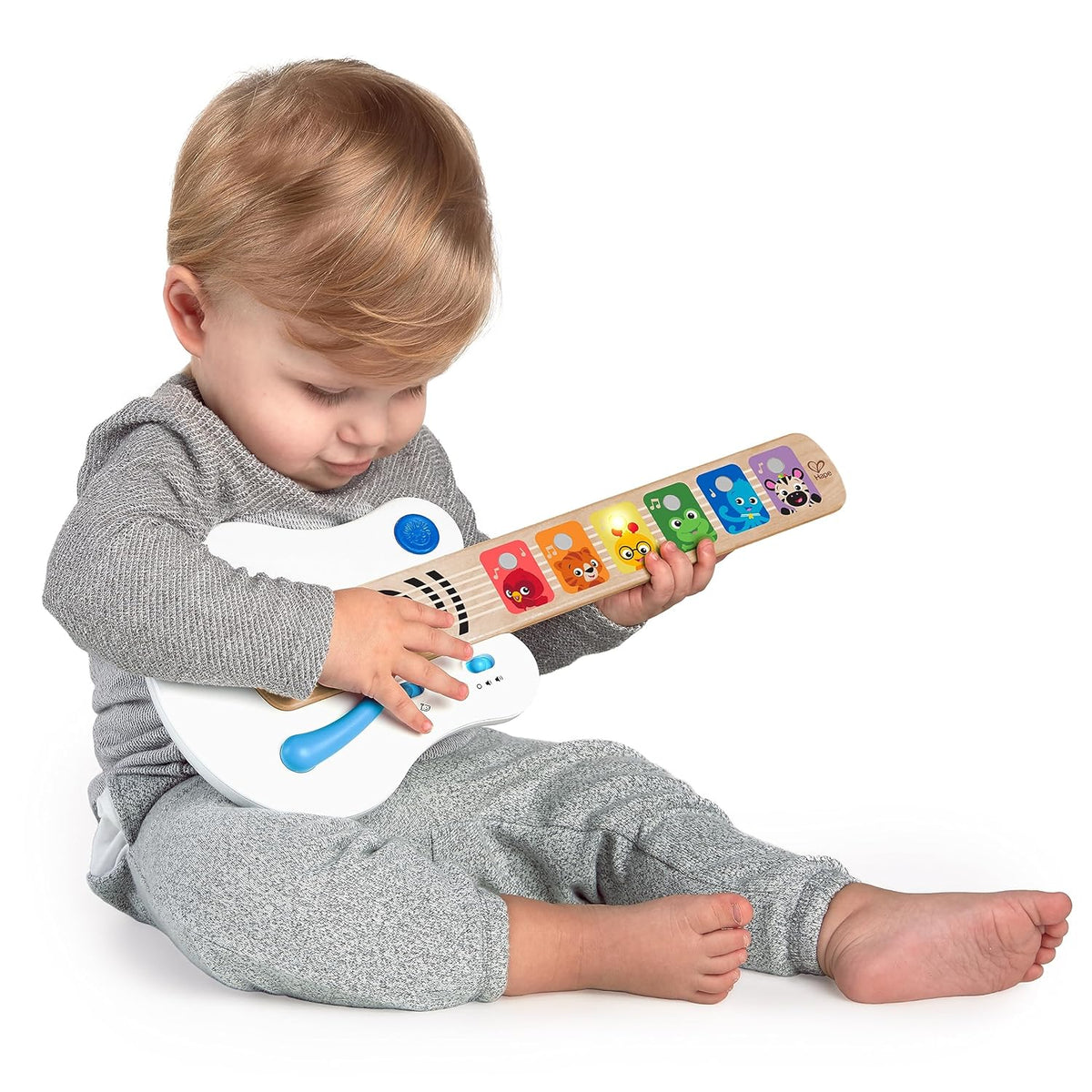 Little Genius Strum Along Songs Magic Touch Wooden Musical Light Up Toy Guitar with Whammy Bar, Age 6 Months+