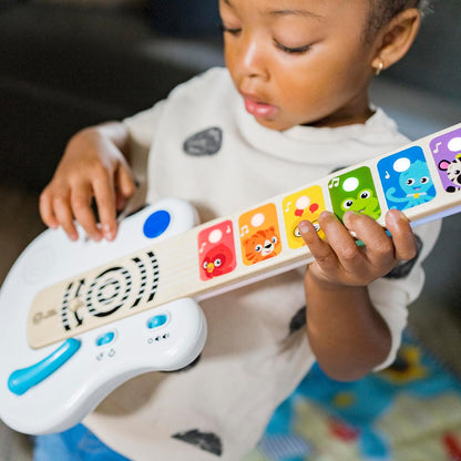 Little Genius Strum Along Songs Magic Touch Wooden Musical Light Up Toy Guitar with Whammy Bar, Age 6 Months+
