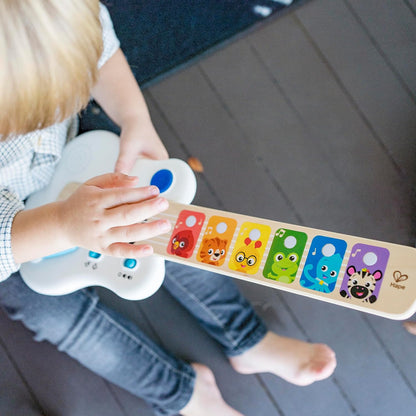 Little Genius Strum Along Songs Magic Touch Wooden Musical Light Up Toy Guitar with Whammy Bar, Age 6 Months+